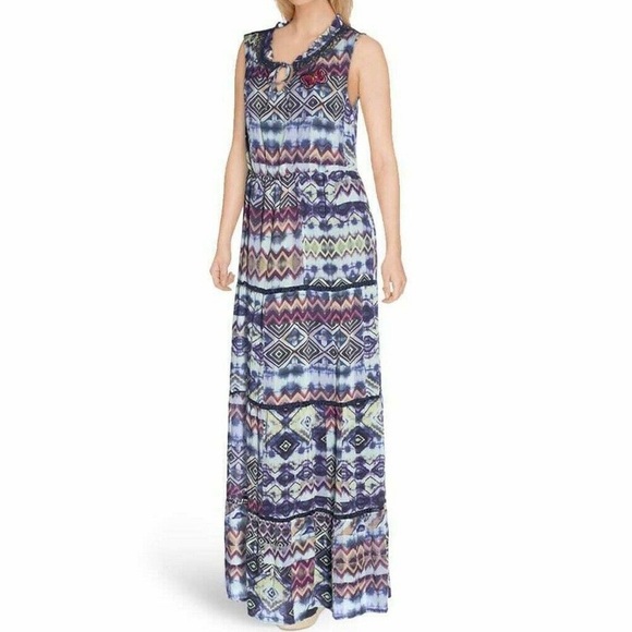 Desigual Serpens Tie Dye Abstract Butterfly Appliqué Maxi Dress Multicolor 38 - Picture 1 of 10